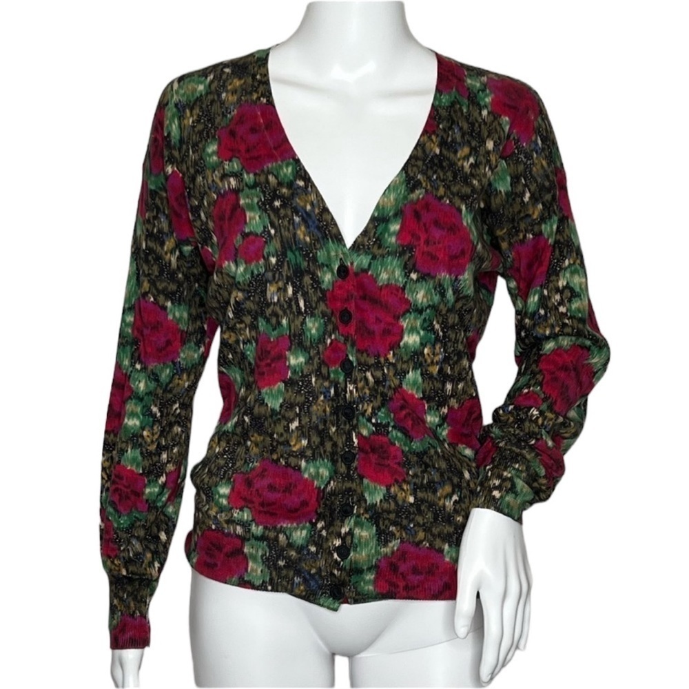 Vintage Lucky Brand Women’s Floral Cardigan Sweater - Picture 1 of 11